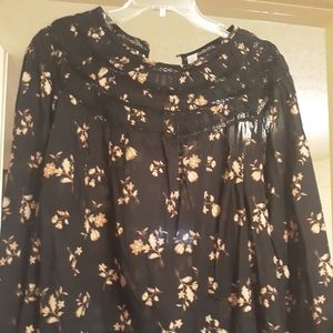 Brand New Black Floral Top